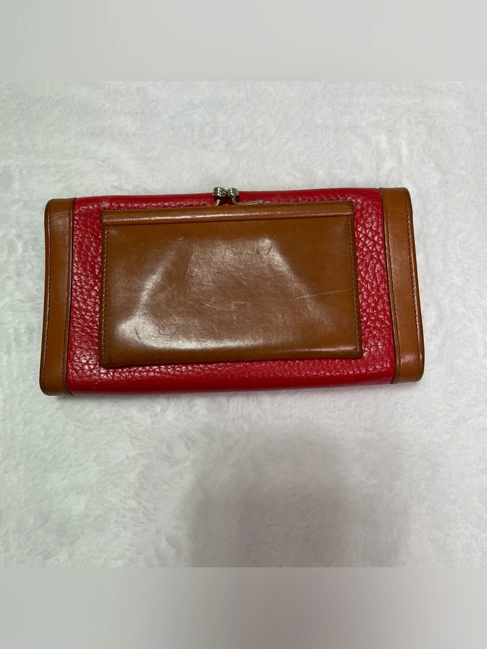 Vintage Trio Dooney & Bourke Red Leather Satchel, Wallet, Keychain Tan Trim READ